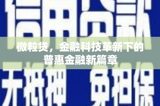 山阳微粒贷，金融科技革新下的普惠金融新篇章