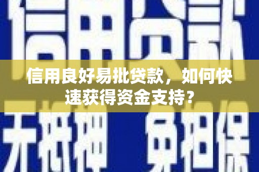 山阳信用良好易批贷款，如何快速获得资金支持？