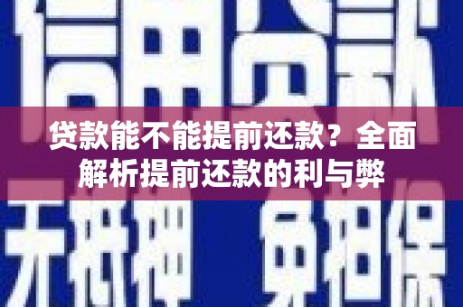 山阳贷款能不能提前还款？全面解析提前还款的利与弊