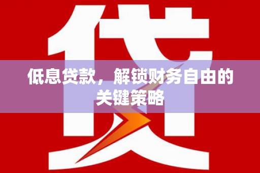 山阳低息贷款，解锁财务自由的关键策略